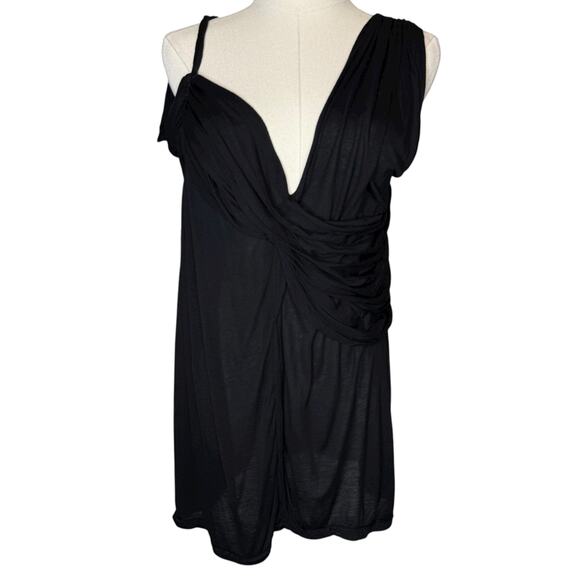 Lanvin Asymmetrical Viscose Black Tunic Mini Dress Draped size Small - Picture 1 of 5